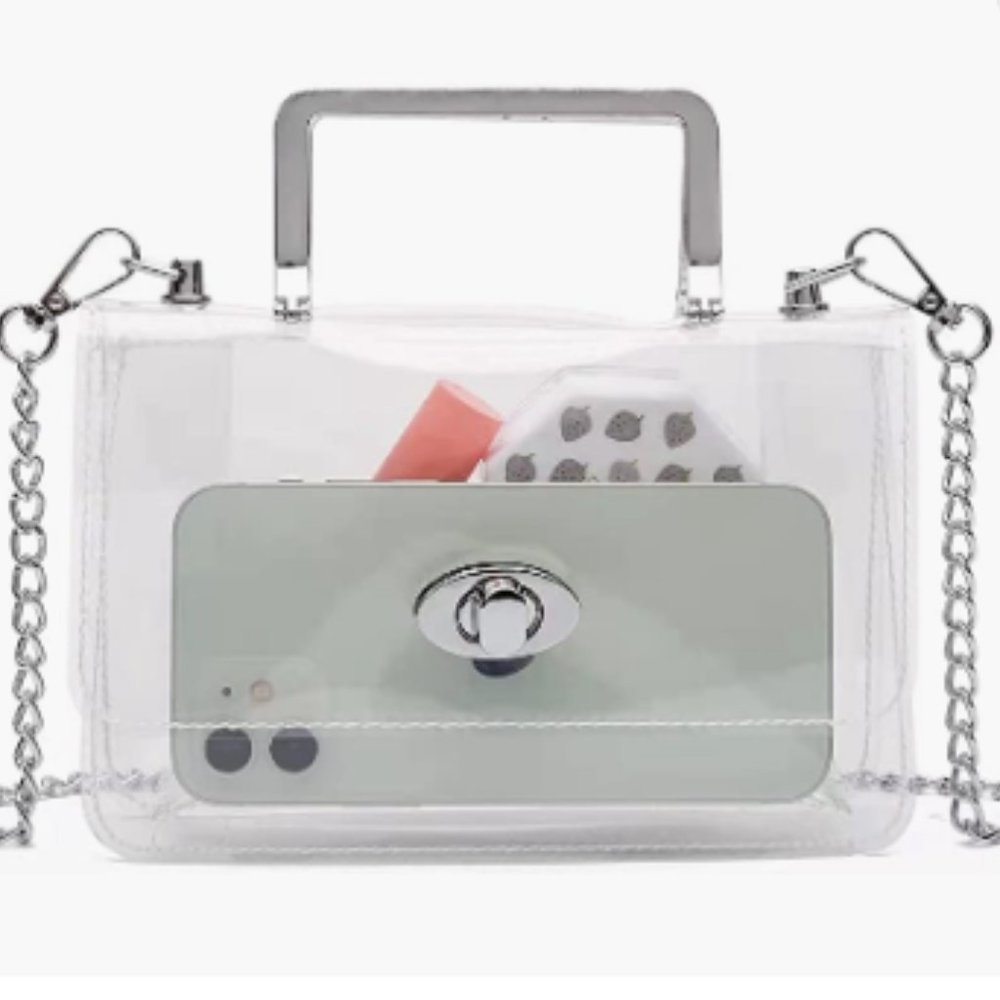Silver Clear Clutch Crossbody Handbag Purse for Women